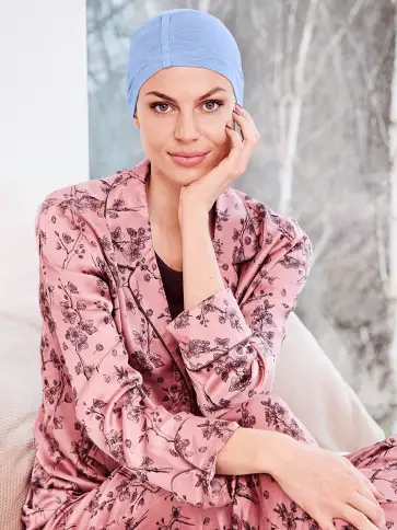  HocChandra Night Cap | Light Blue Melange Night Cap